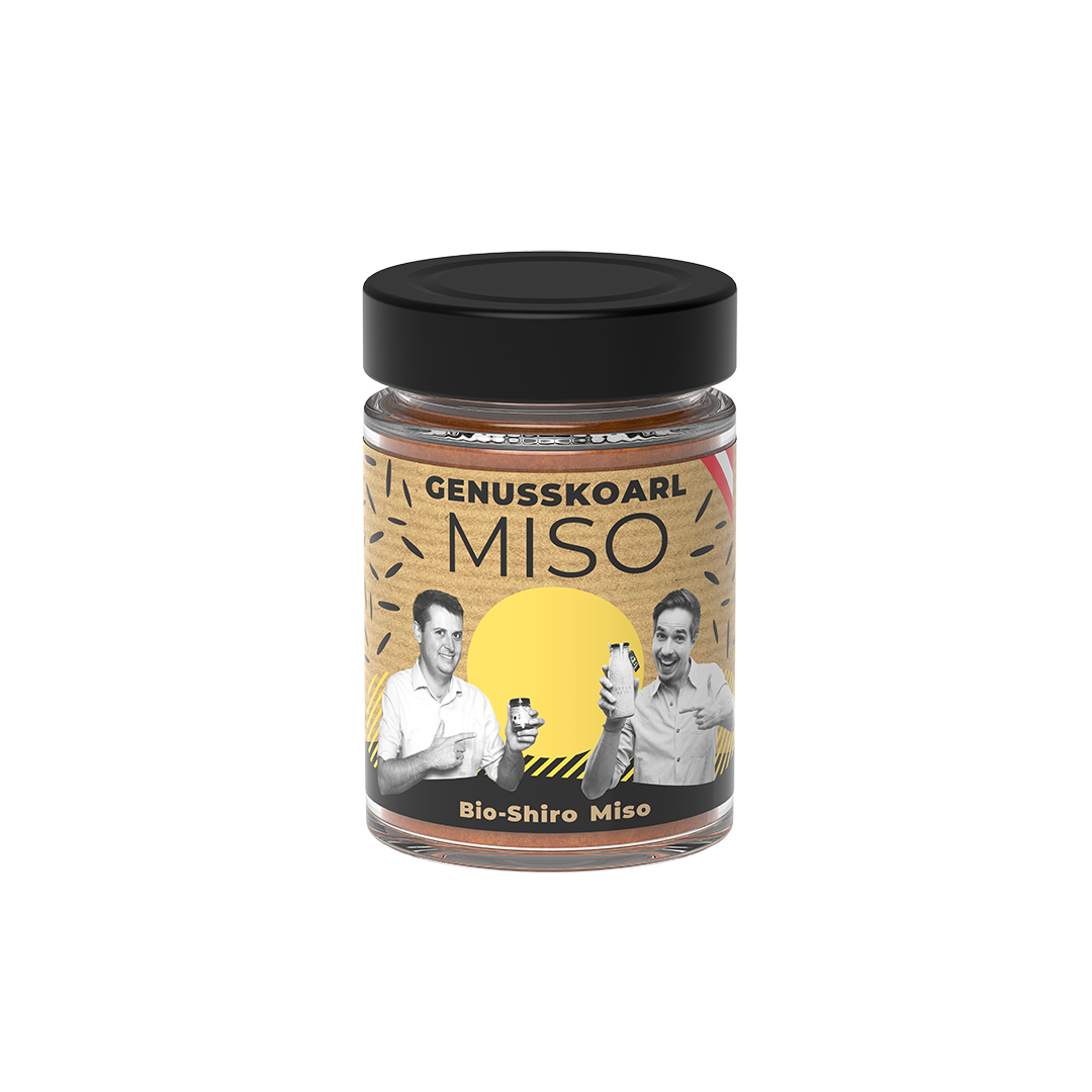 Genusskoarl Shiro‑Miso im Glas – cremig helle Paste, regional und nachhaltig produziert.