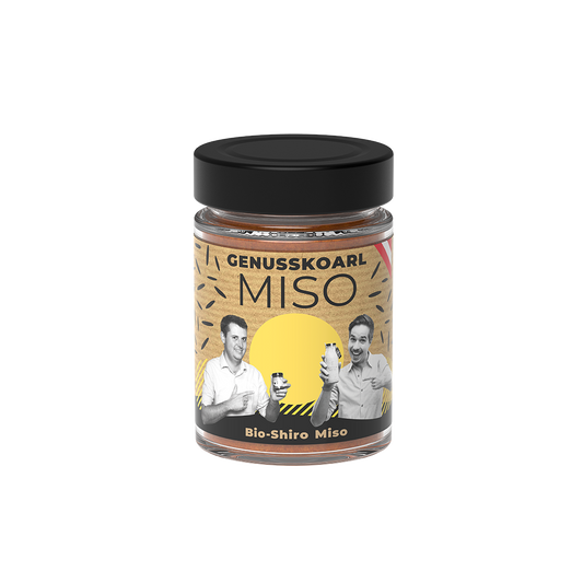 Genusskoarl Shiro‑Miso im Glas – cremig helle Paste, regional und nachhaltig produziert.