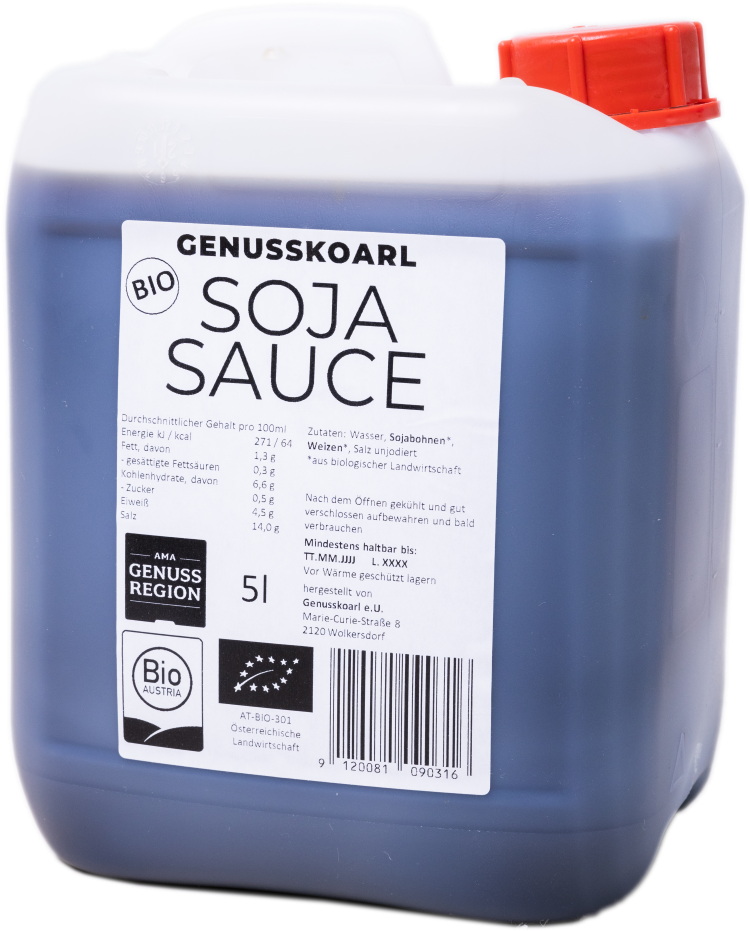 Ein 5l Kanister Soja Sauce