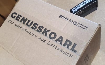 Versandverpackung welche wiederverwendet wurde reused